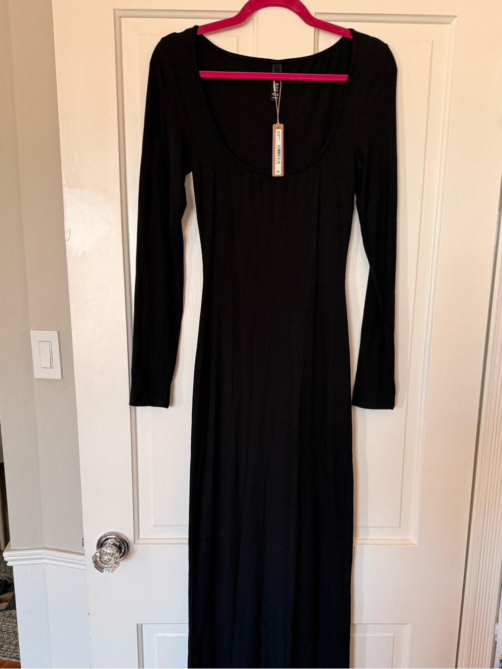 Skims soft lounge scoop neck long dress in onyx